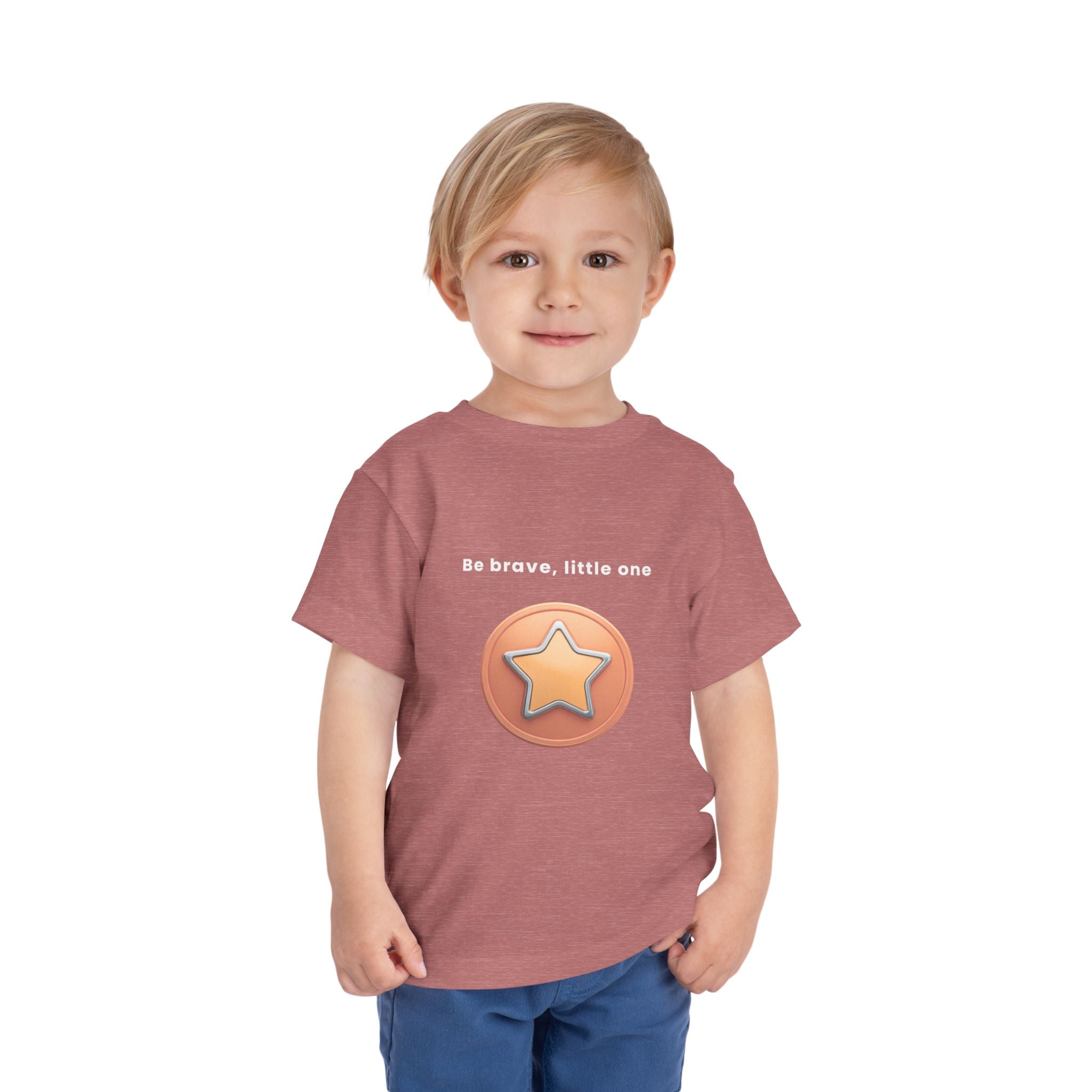 Be Brave Little One | Toddler Motivational Graphic Bronze Star Badge T-Shirt