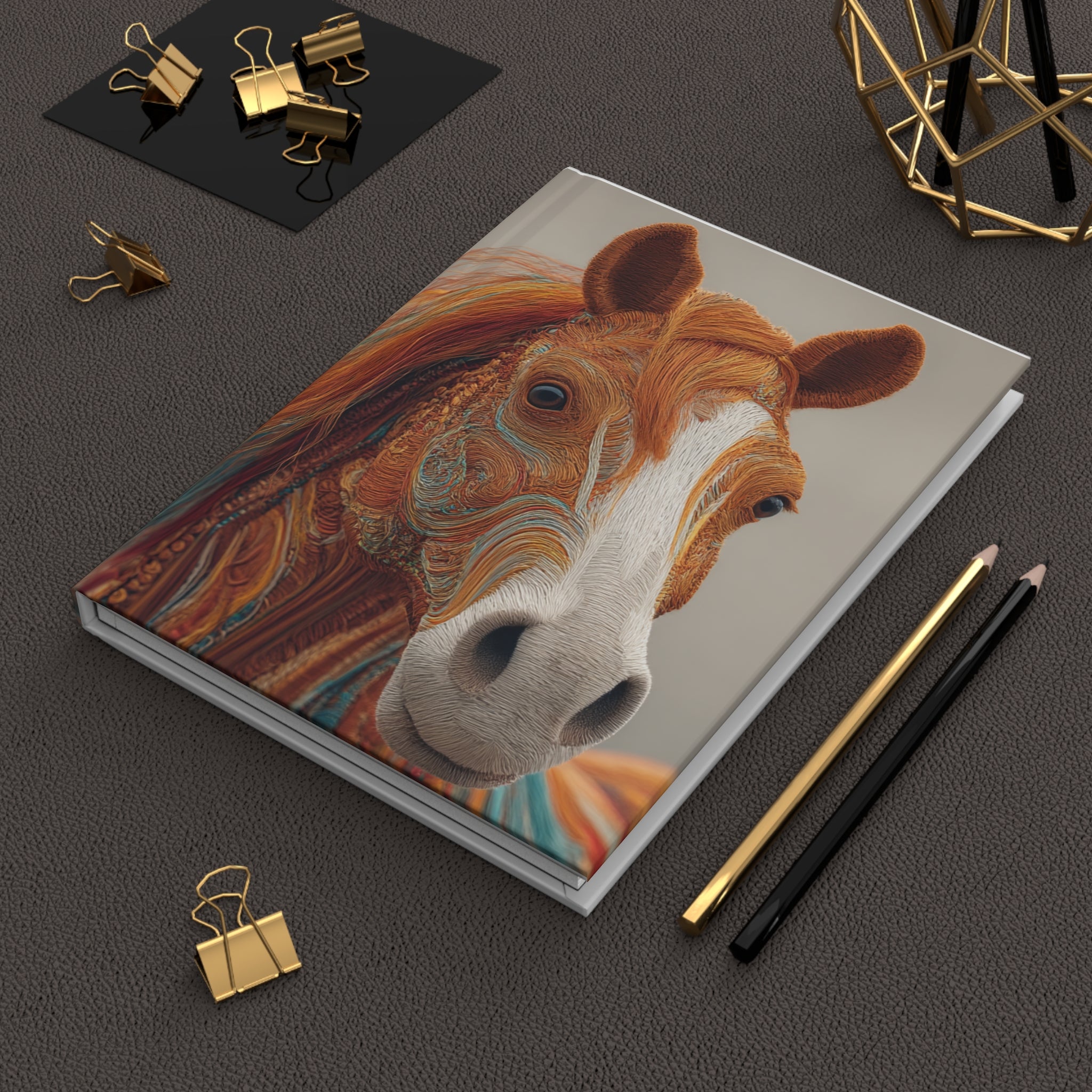 Colourful Horse Hardcover Journal | 3D Embroidery Style