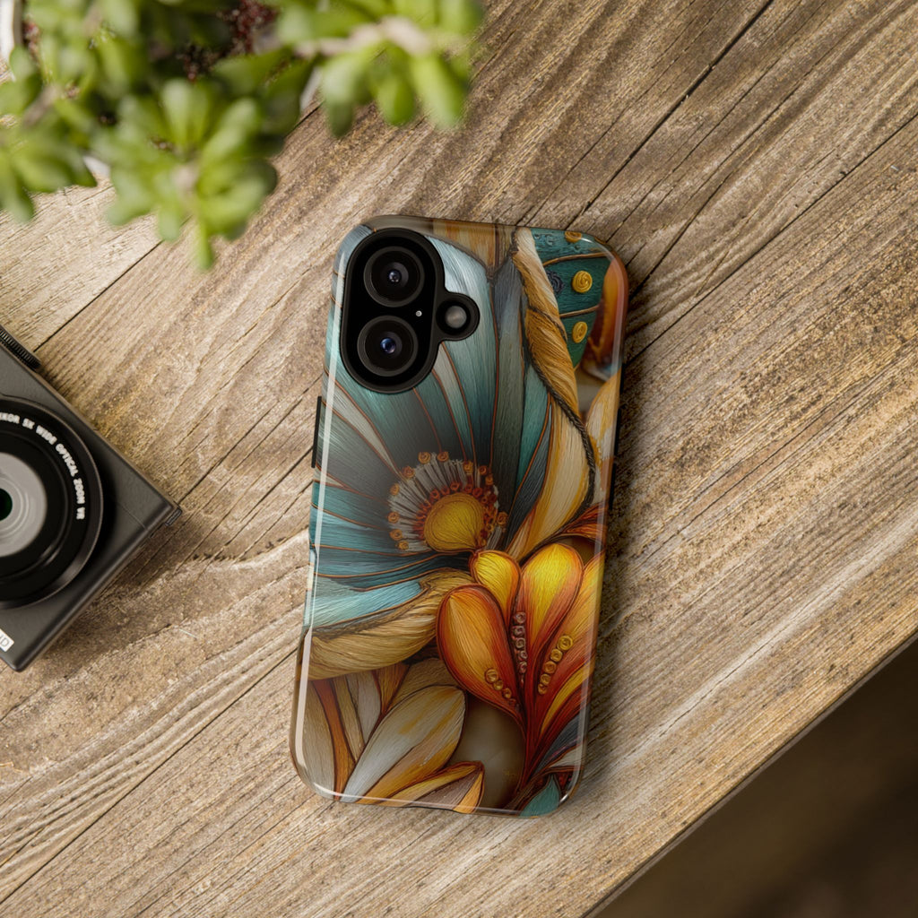 Sculpted Bloom Phone Case | 3D Embroidery style Botanical