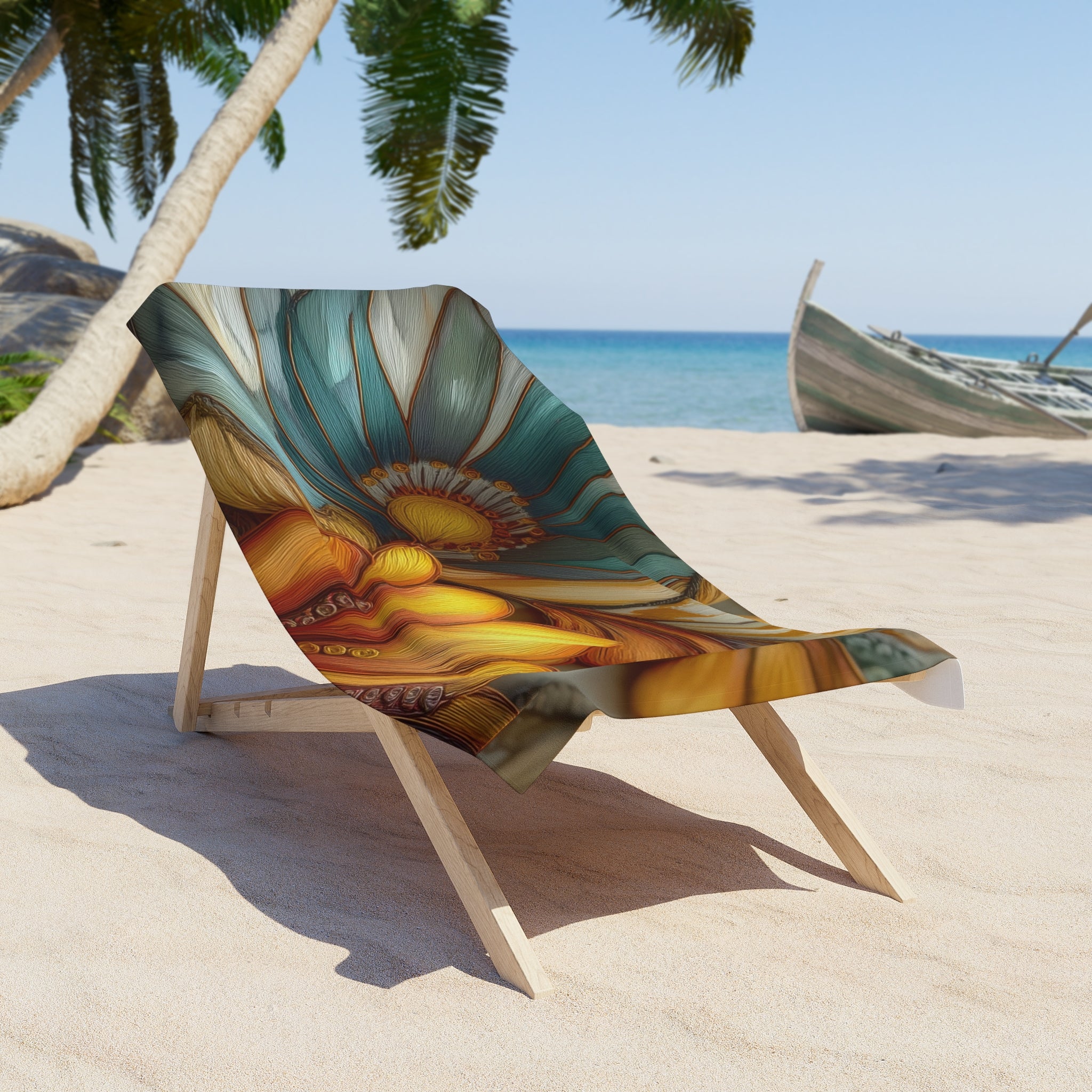 Sculpted Bloom Beach Towel - 3D Embroidery-Style Botanical Beach Towel motivational design