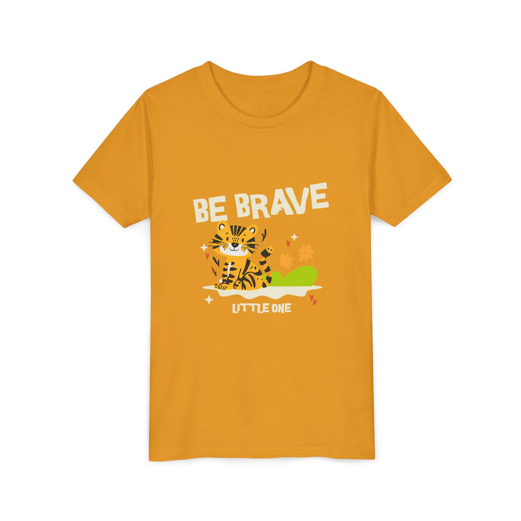 Be Brave Little One | Kids Motivational Graphic Tiger Floral Garden T-Shirt