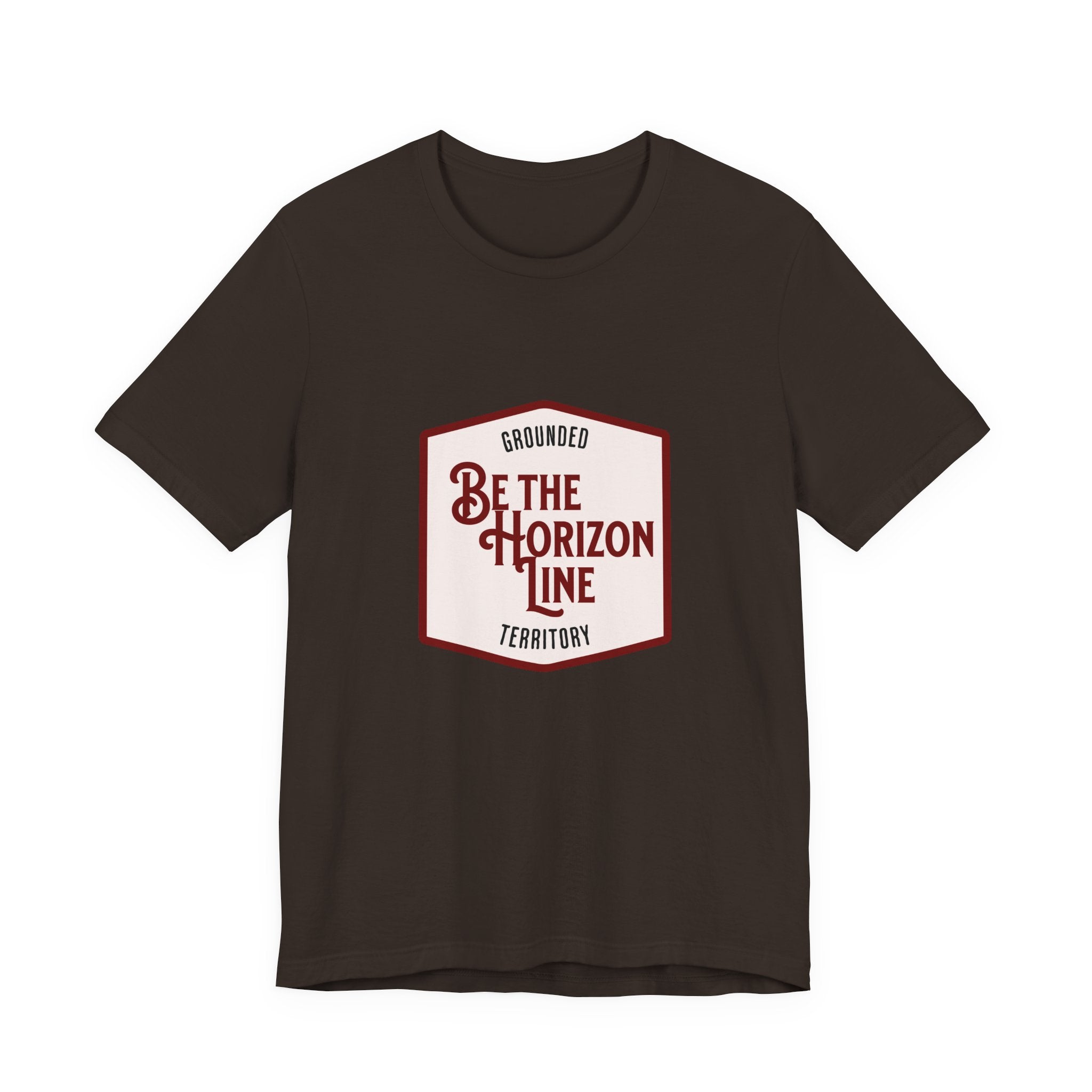 Be the horizon Line | Women's Motivational Graphic Shield Style Emblem T-Shirt