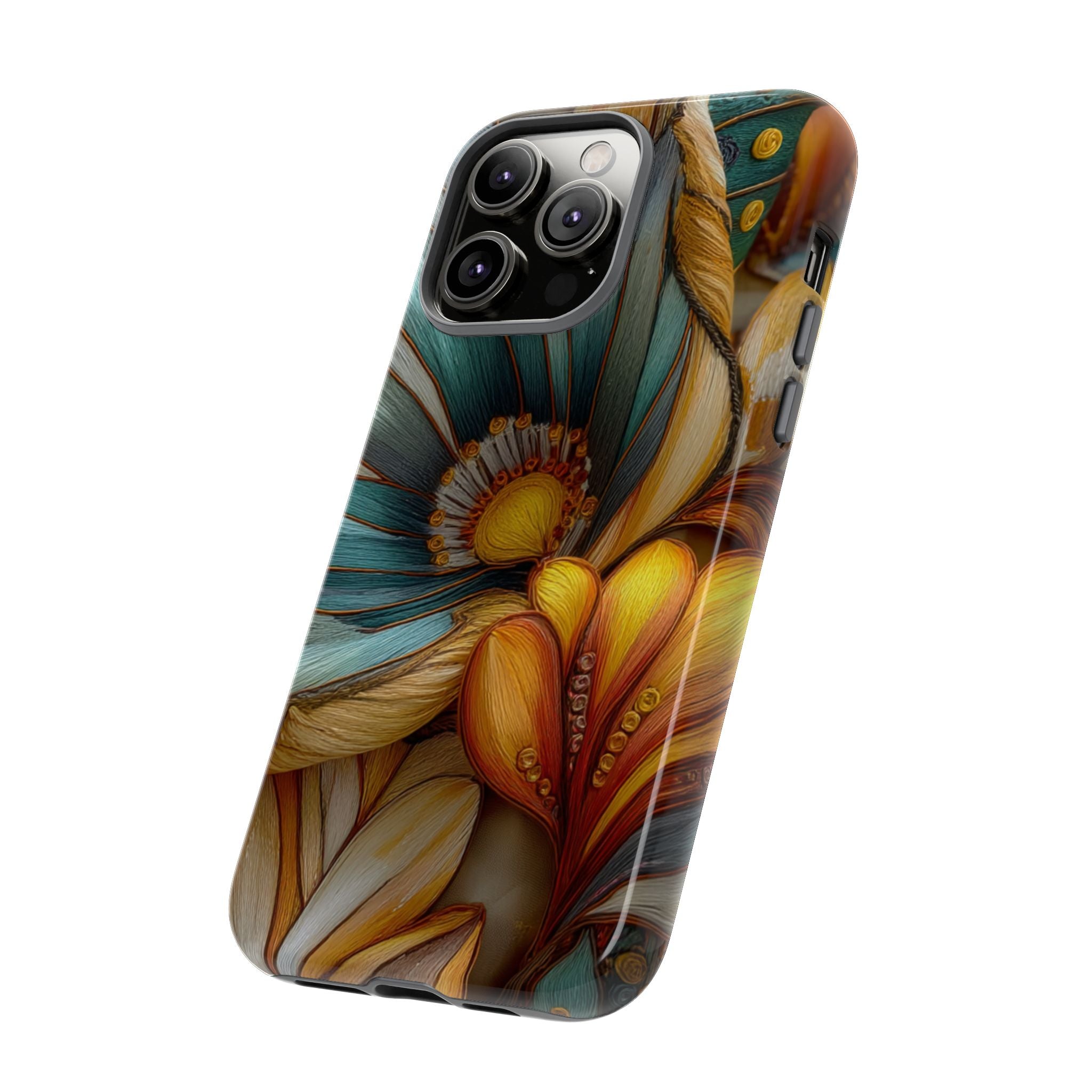 Sculpted Bloom Phone Case | 3D Embroidery style Botanical