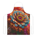 Zinnia Burst Apron - 3D Embroidery-Style Botanical Apron motivational design