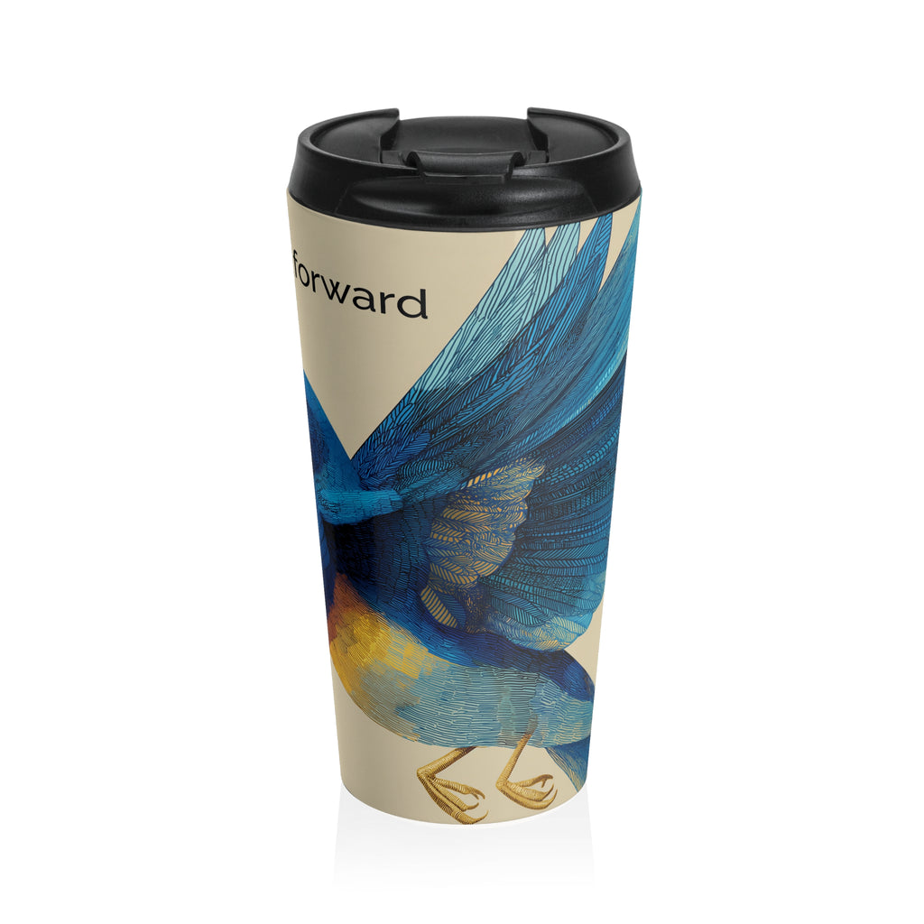She Flies Forward Stainless Steel Travel Mug | Motivational Graphic Deep Horizon