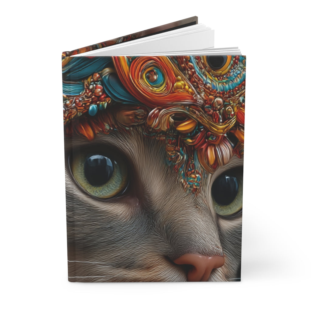 Ornate Cat Hardcover Journal | 3D Jewel Crowned Cat