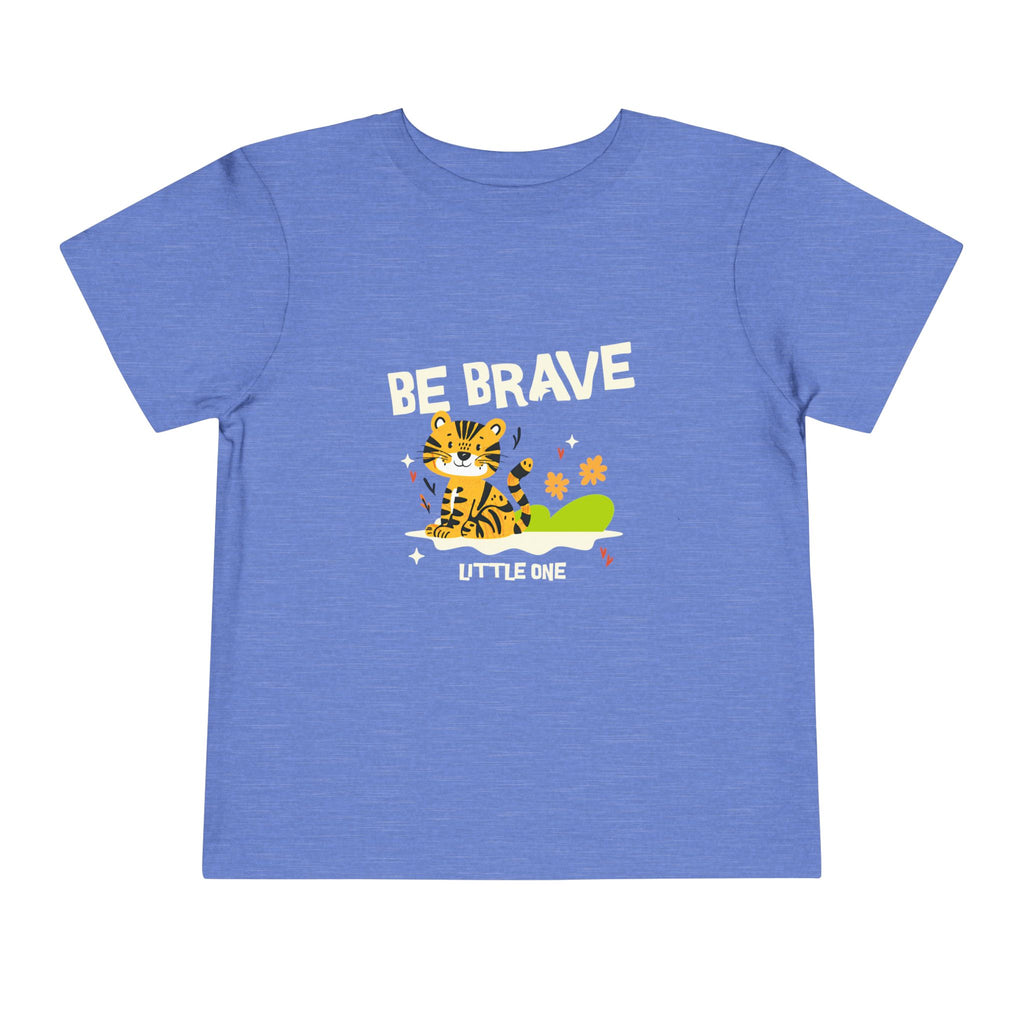 Be Brave Little One | Toddler Motivational Graphic Tiger Floral Garden T-Shirt