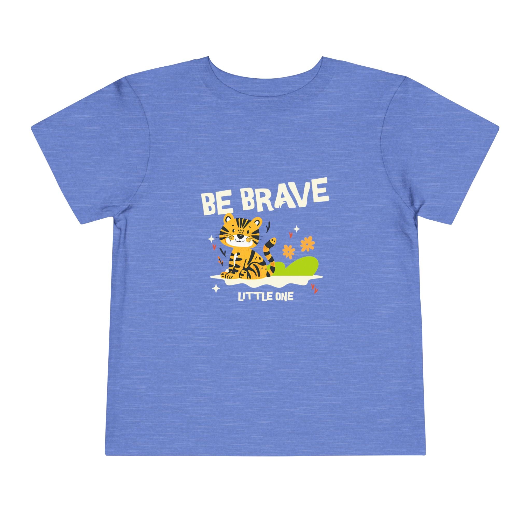 Be Brave Little One | Toddler Motivational Graphic Tiger Floral Garden T-Shirt