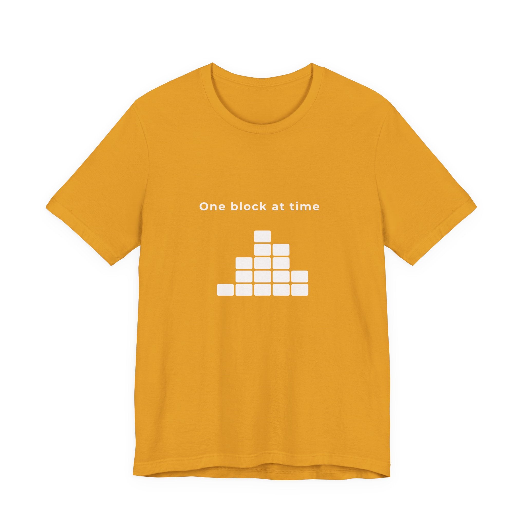 One Block at a Time | Men's Motivational Graphic Grid Progress T-Shirt