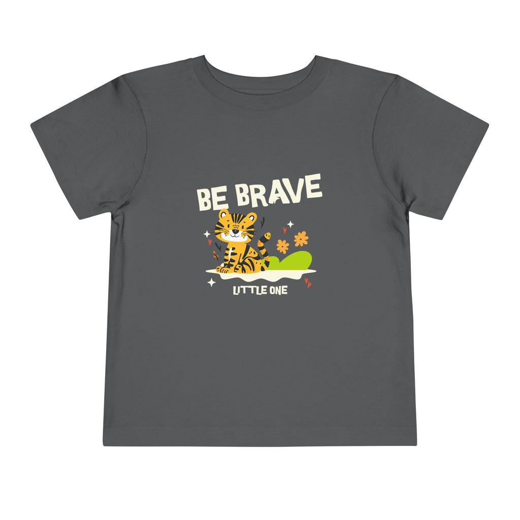 Be Brave Little One | Toddler Motivational Graphic Tiger Floral Garden T-Shirt