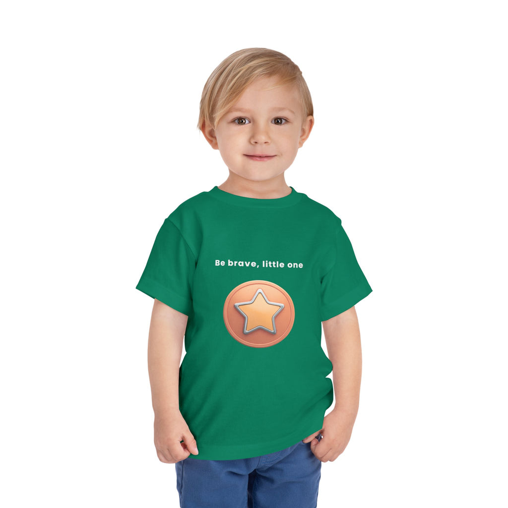 Be Brave Little One | Toddler Motivational Graphic Bronze Star Badge T-Shirt