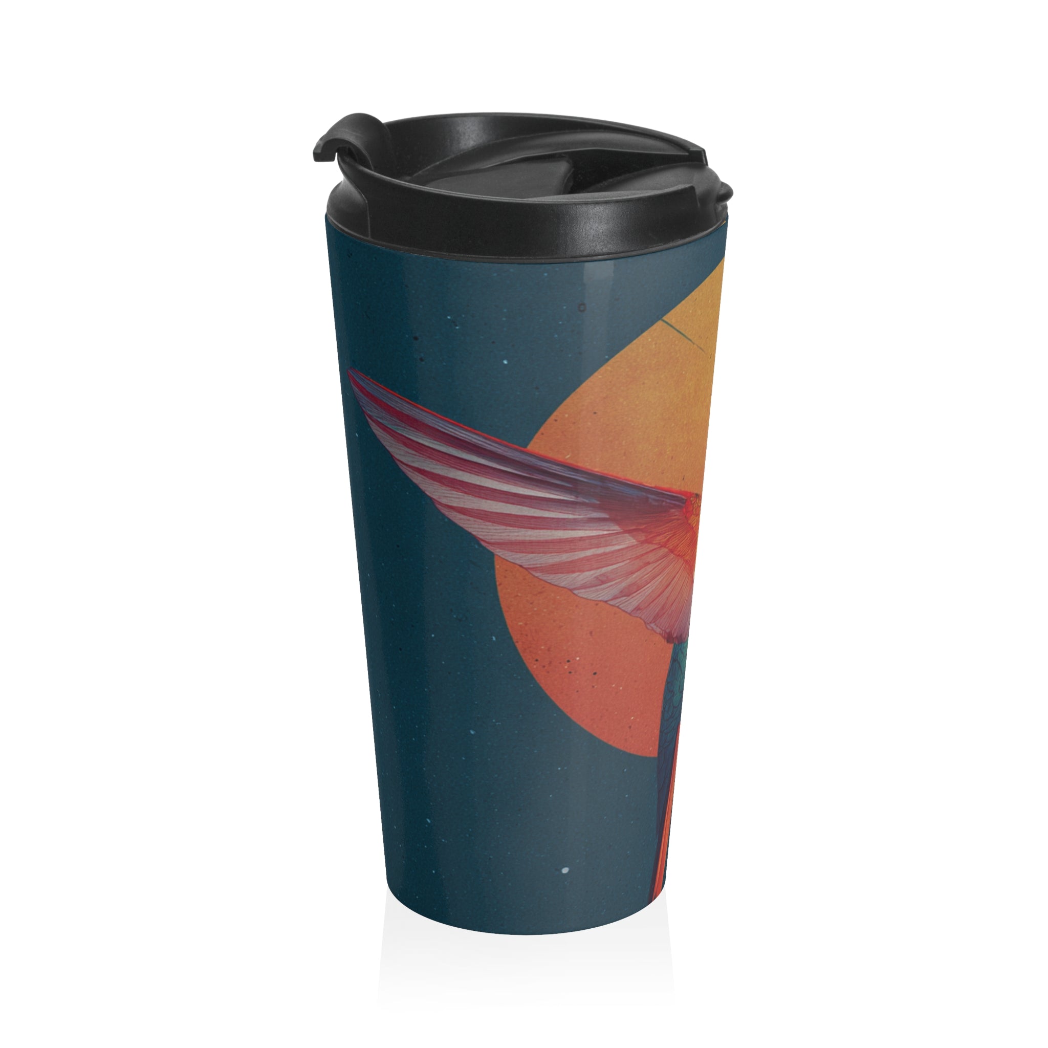 She Flies Forward Stainless Steel Travel Mug | Motivational Graphic Solar Flight
