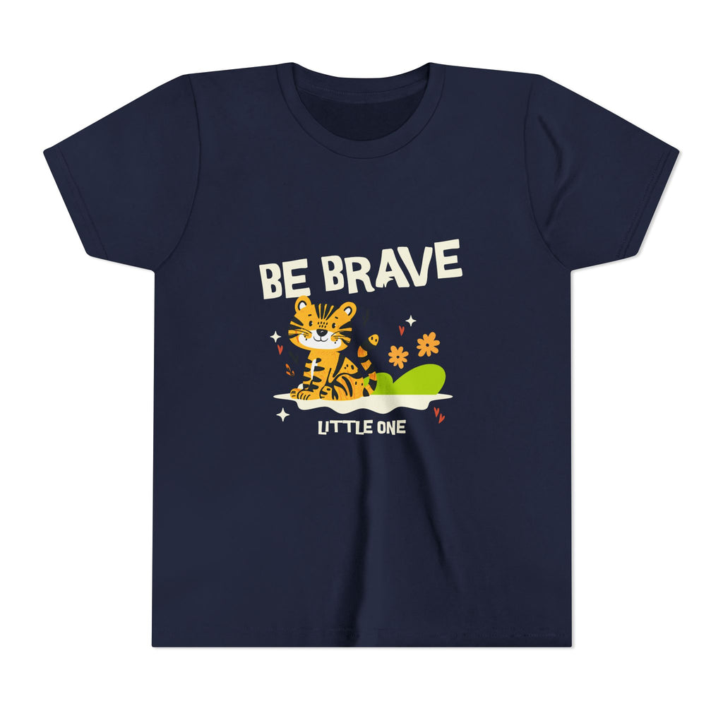 Be Brave Little One | Kids Motivational Graphic Tiger Floral Garden T-Shirt