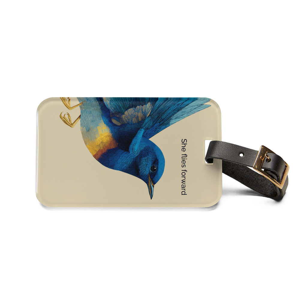 She Flies Forward Luggage Tag | Motivational Graphic Deep Horizon