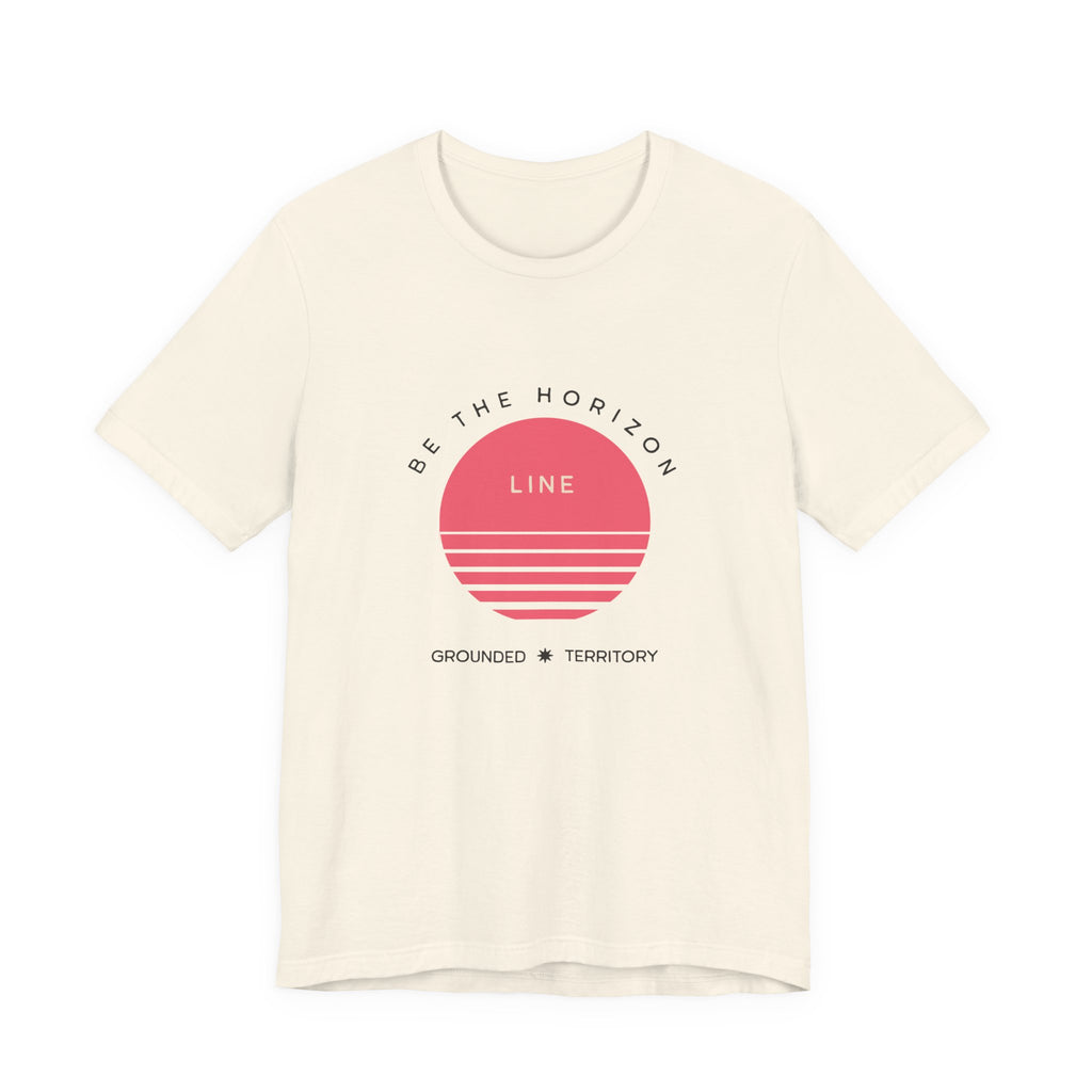 Be the horizon Line | Women's Motivational Graphic Circular Pastel Sunrise T-Shirt