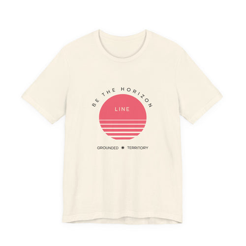 Be the horizon Line | Women's Motivational Graphic Circular Pastel Sunrise T-Shirt