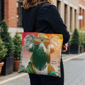 Tote bag with a colorful koala wearing sunglasses and a jacket.