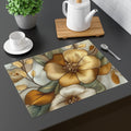 Golden Bloom Placemats - 3D Embroidery-Style Botanical Placemats motivational design