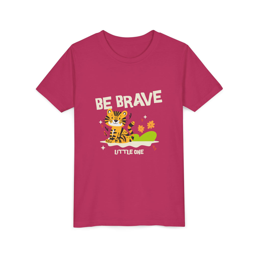 Be Brave Little One | Kids Motivational Graphic Tiger Floral Garden T-Shirt
