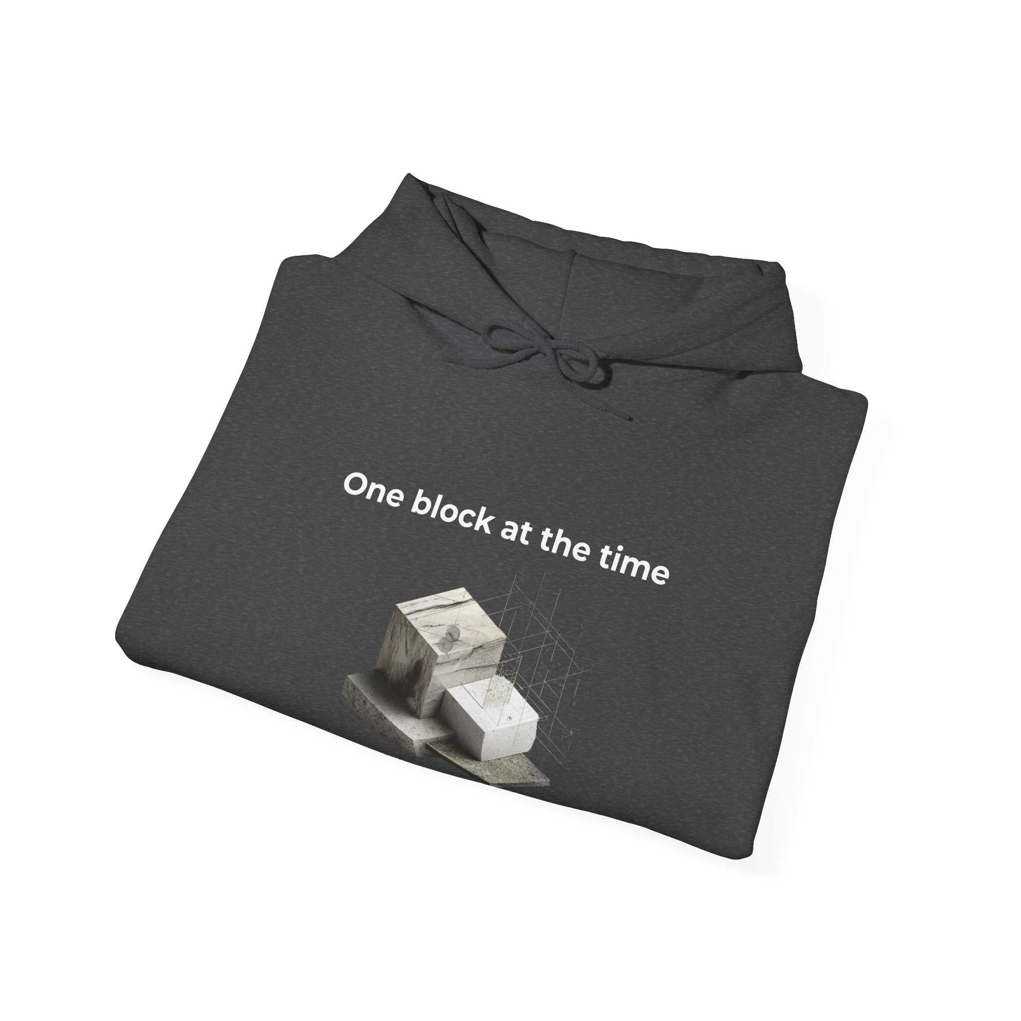 One Block at a Time | Men's Motivational Graphic Builder Hoodie