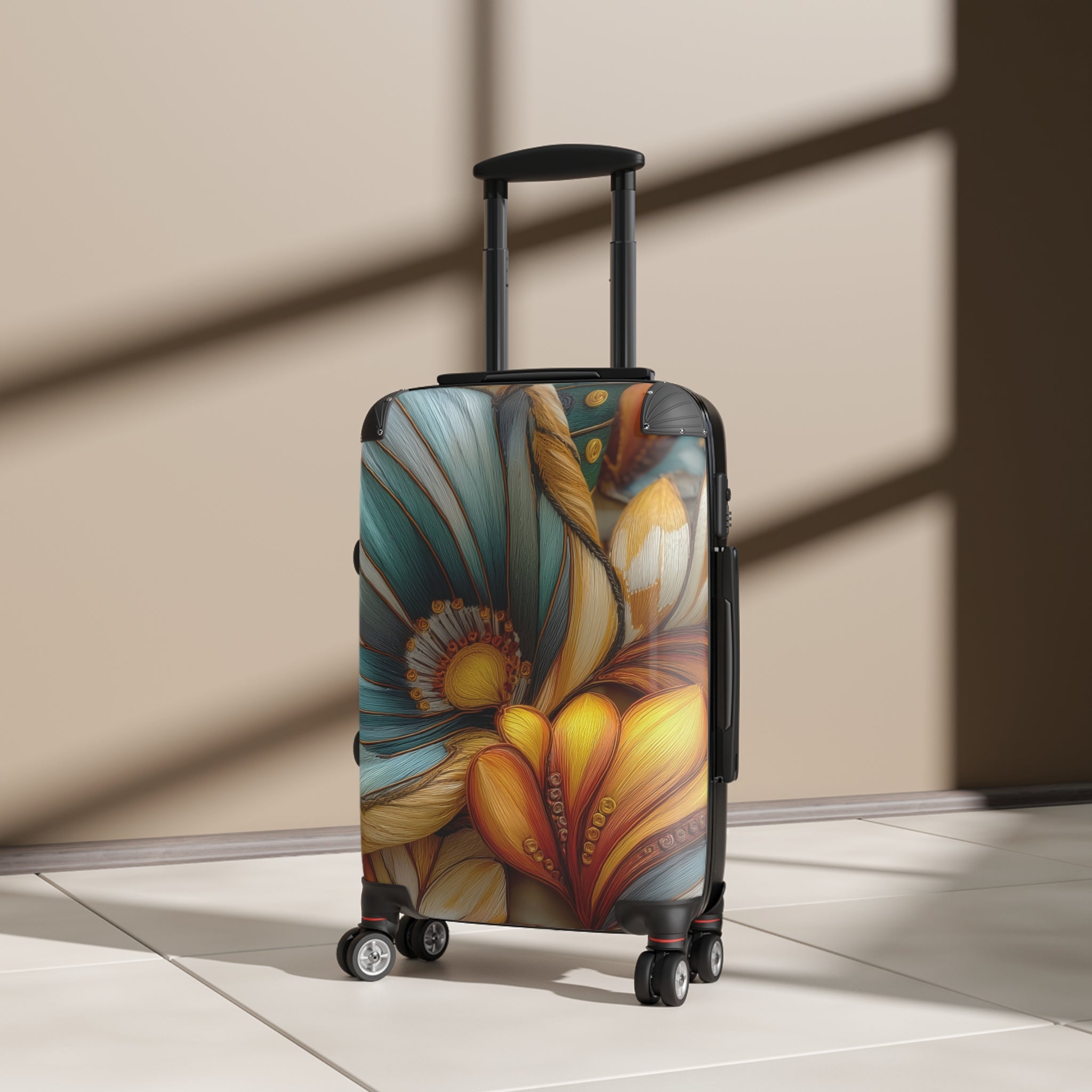 Sculpted Bloom Carry on Suitcase - 3D Embroidery-Style Botanical Carry on Suitcase motivational design