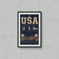 USA Football Chemistry 2026 poster with New York, Los Angeles, Miami, and city skyline.