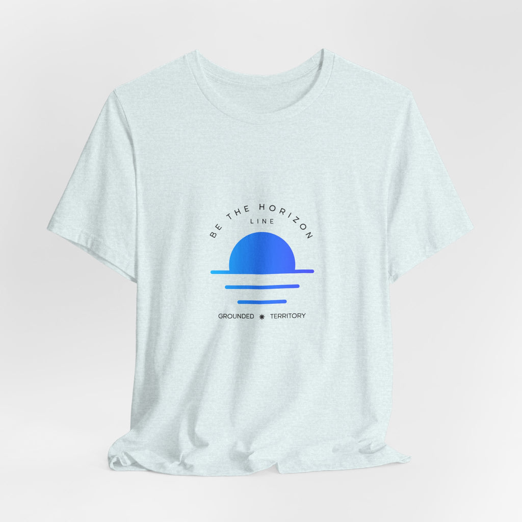 Be the horizon Line | Women's Motivational Graphic Minimalistic Blue Ocean Sunrise T-Shirt