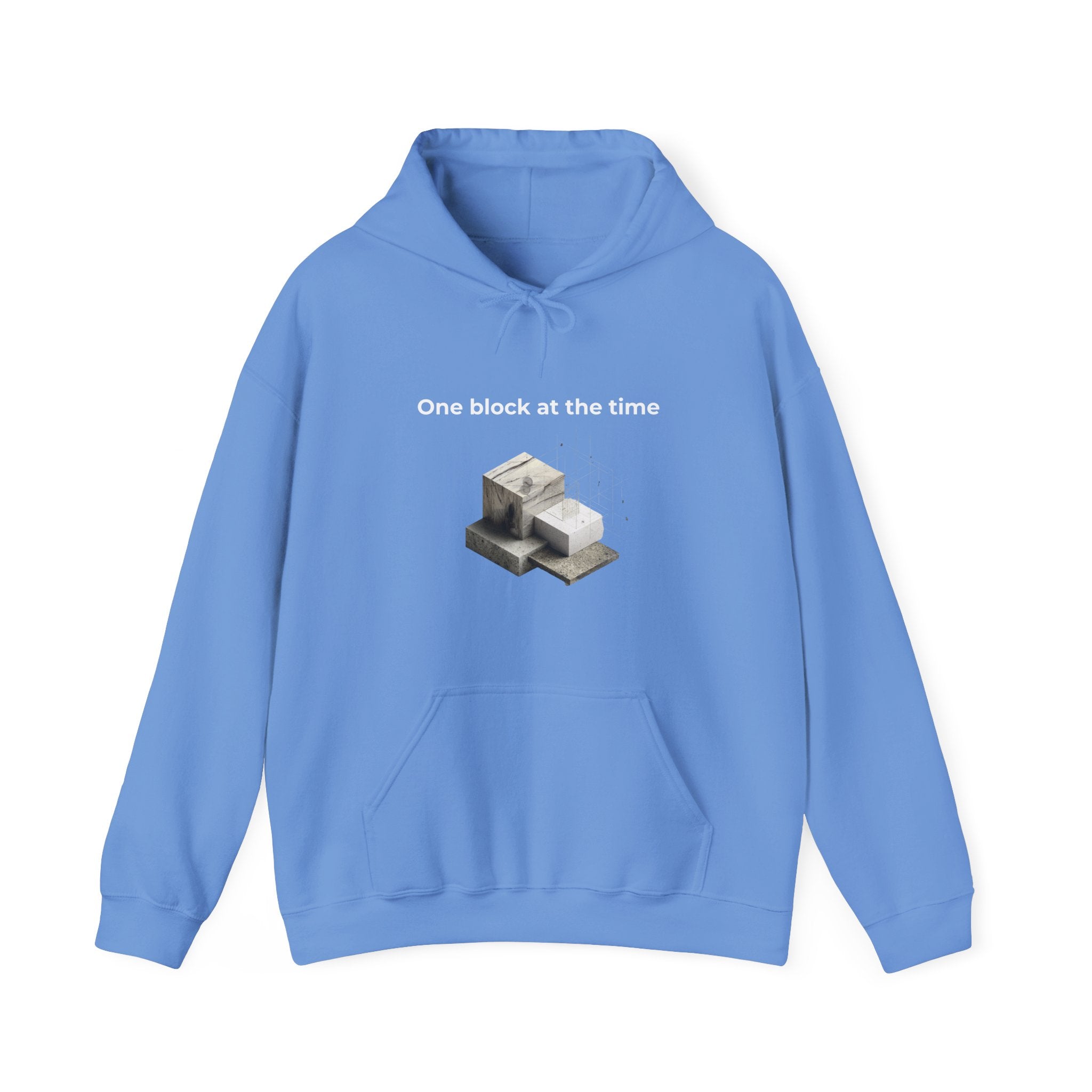 One Block at a Time | Men's Motivational Graphic Builder Hoodie