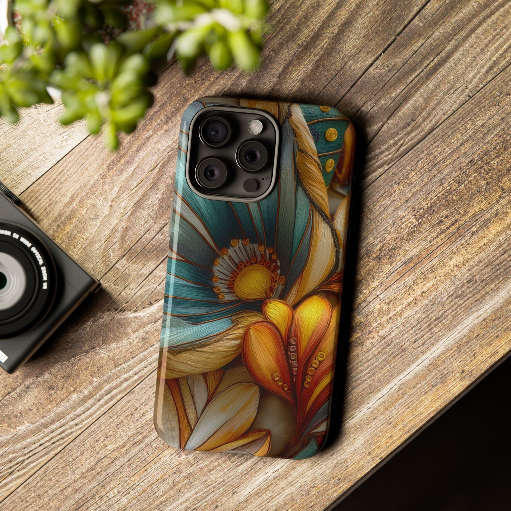 Sculpted Bloom Phone Case | 3D Embroidery style Botanical