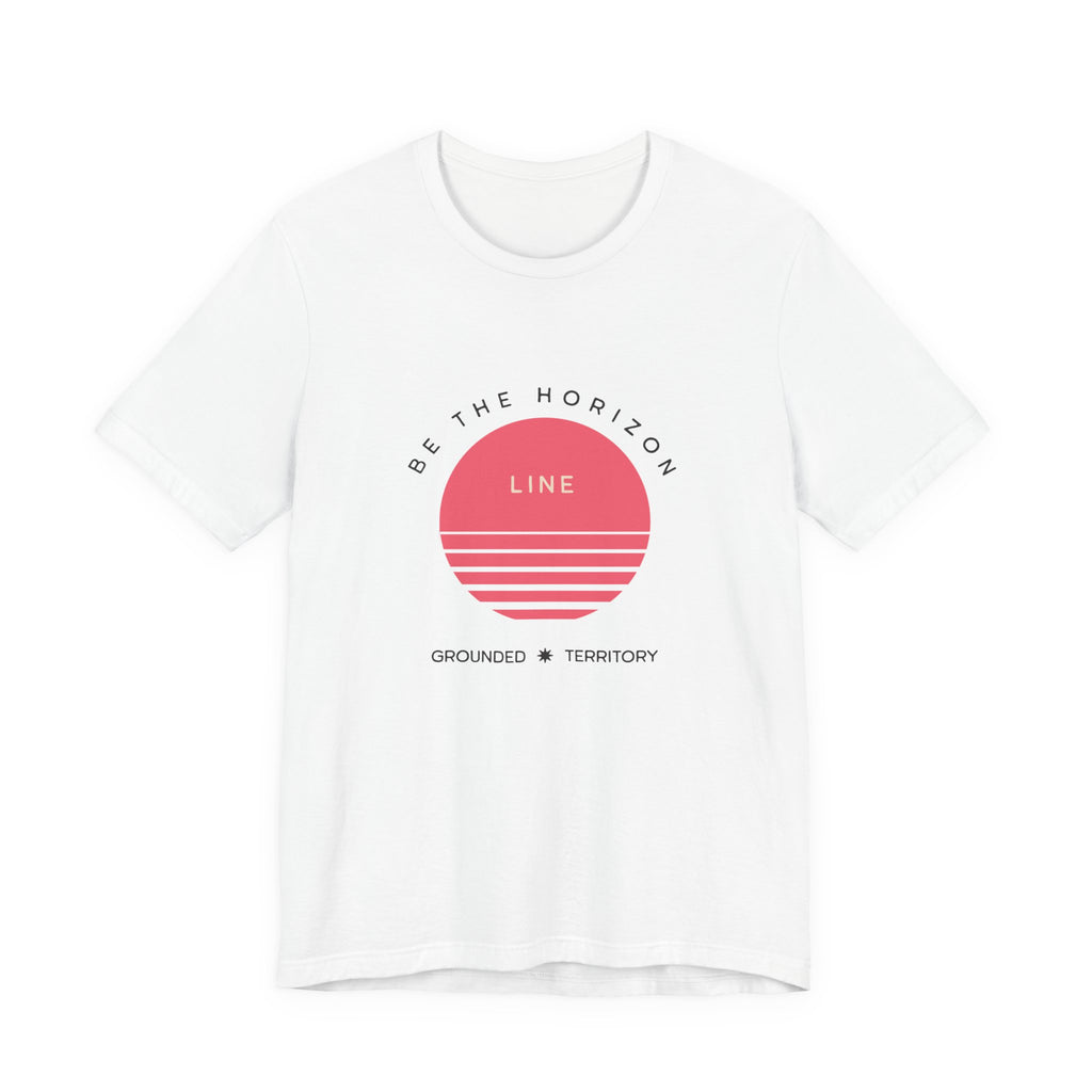 Be the horizon Line | Women's Motivational Graphic Circular Pastel Sunrise T-Shirt