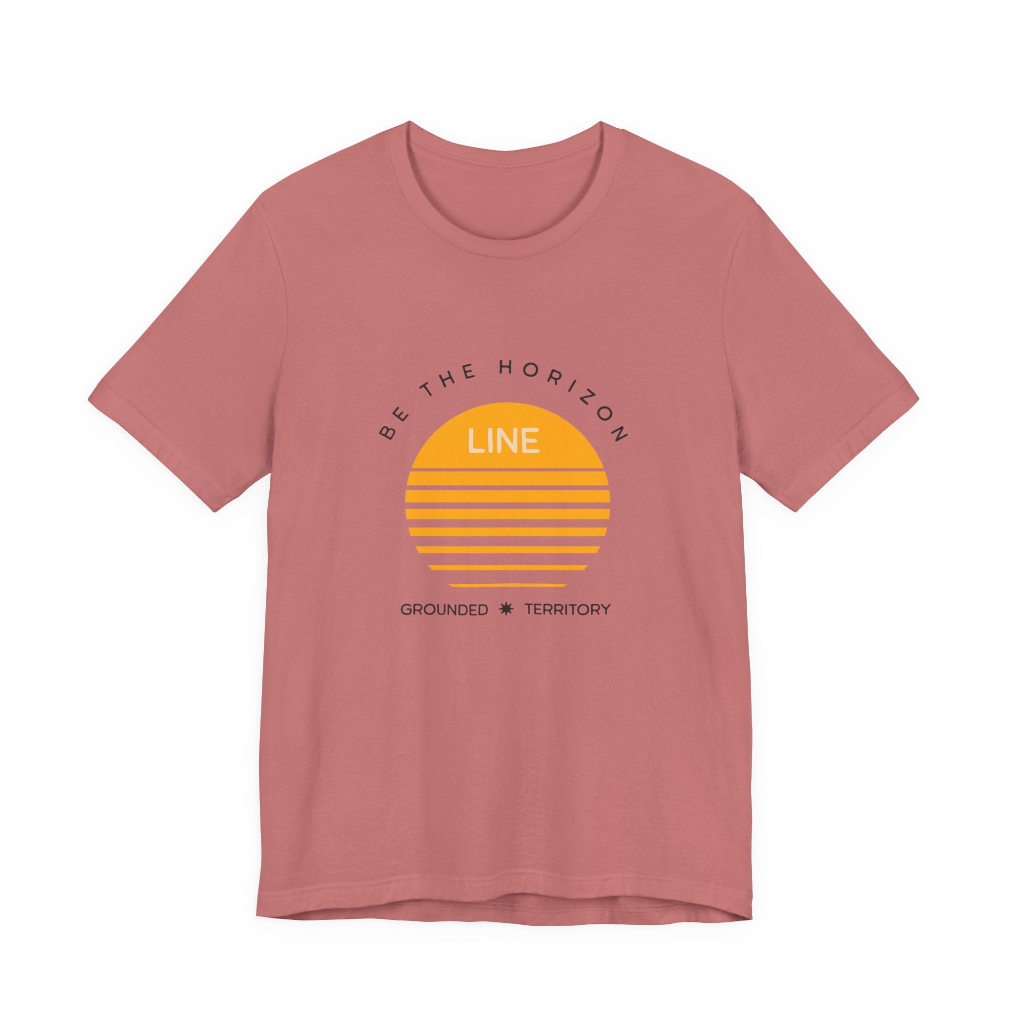 Be the horizon Line | Women's Motivational Graphic Circular Amber Wave Sunrise T-Shirt