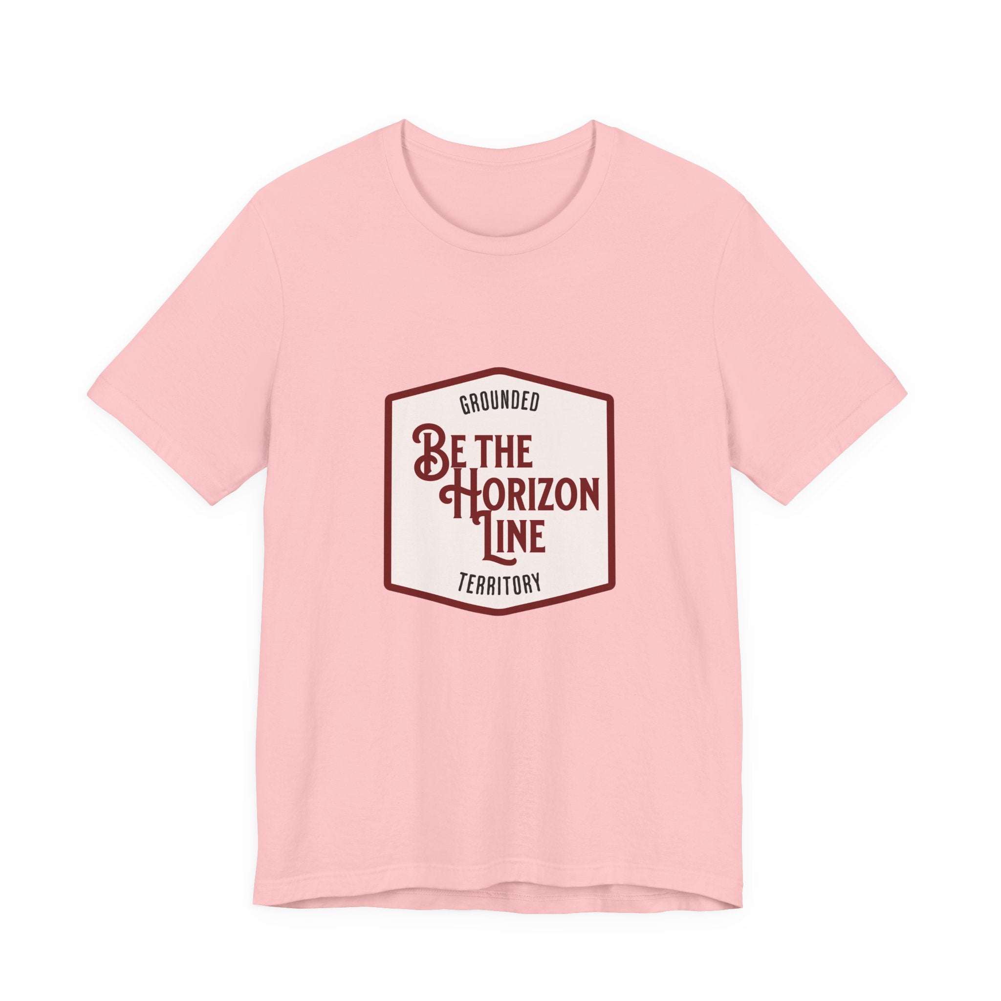 Be the horizon Line | Women's Motivational Graphic Shield Style Emblem T-Shirt