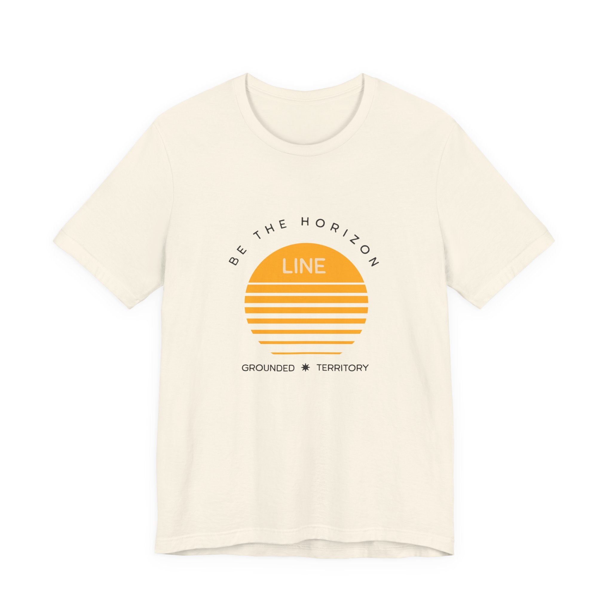 Be the horizon Line | Women's Motivational Graphic Circular Amber Wave Sunrise T-Shirt