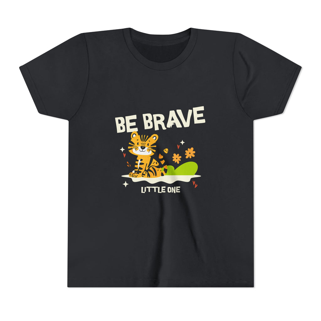 Be Brave Little One | Kids Motivational Graphic Tiger Floral Garden T-Shirt