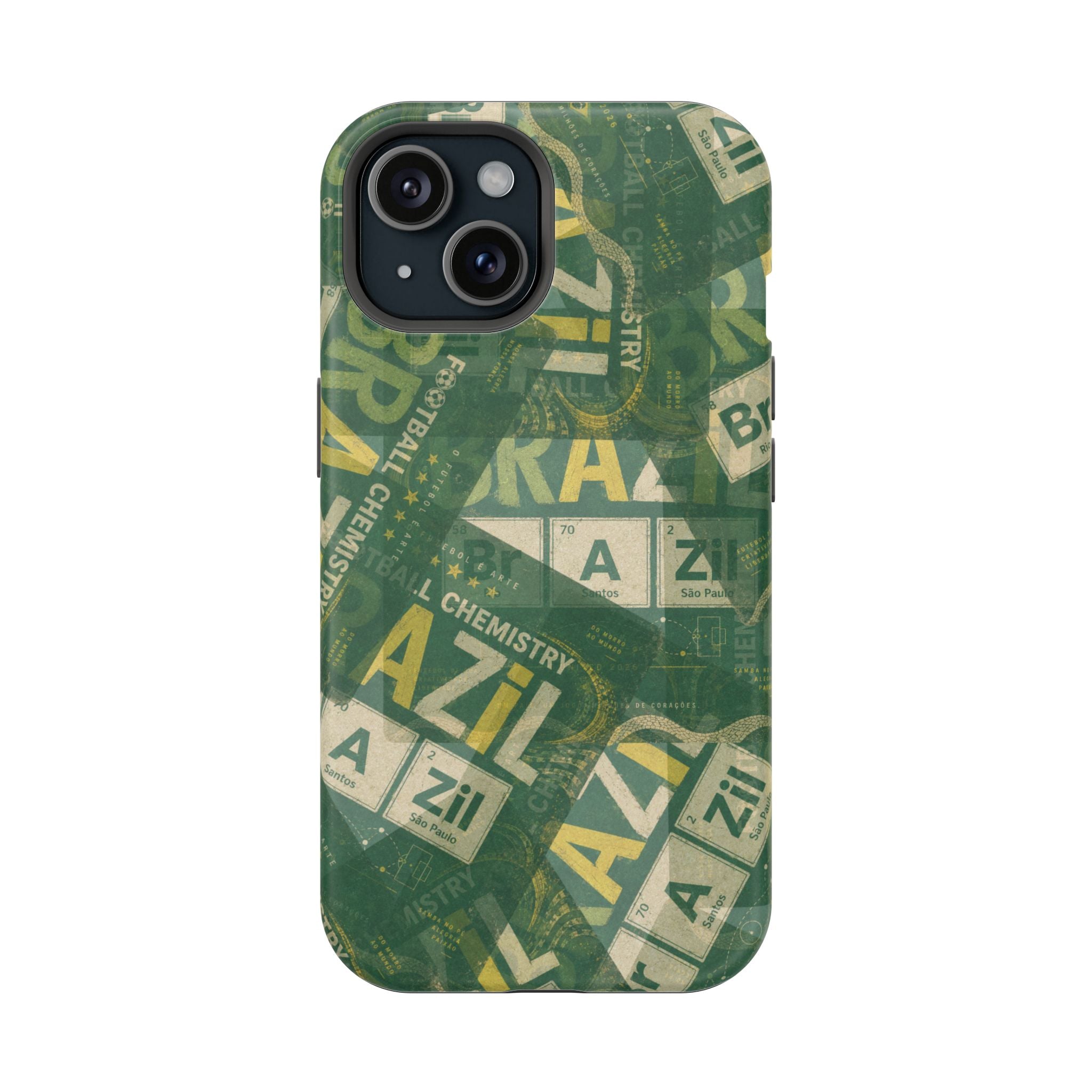 Brazil Football Phone Case | Green, gold, and chemistry.