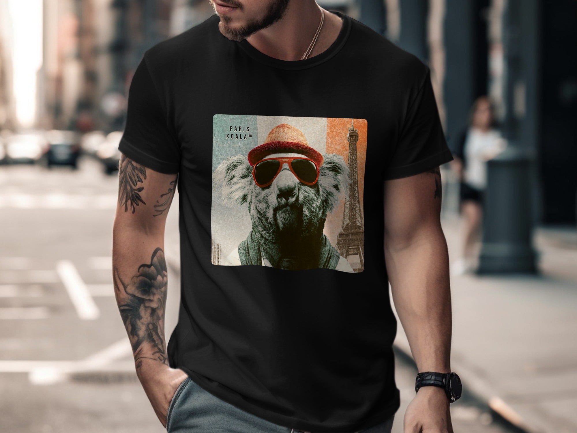 Koala wearing sunglasses and beret, "Paris Koala" text.