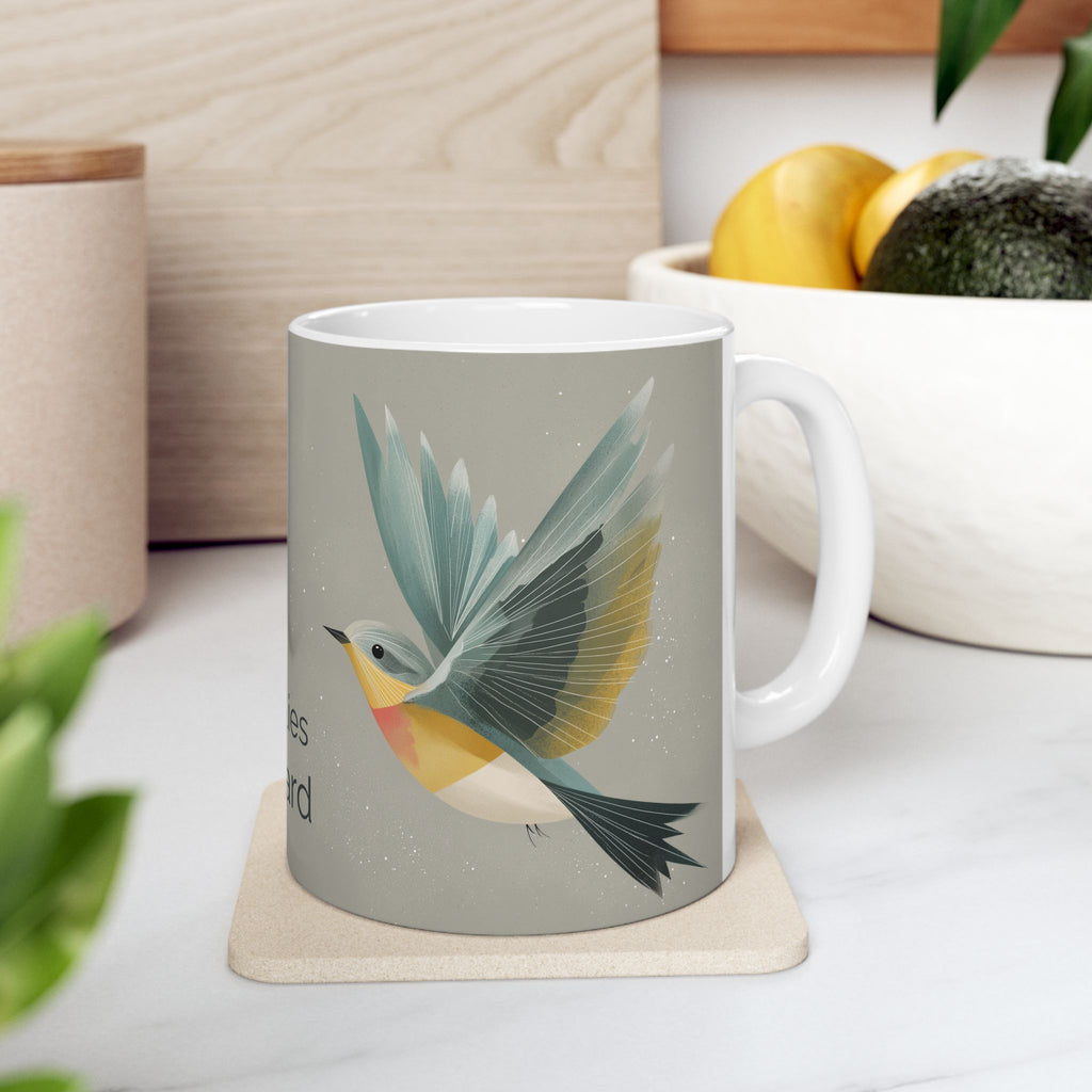 She Flies Forward Ceramic Mug | Motivational Graphic Quiet Lift