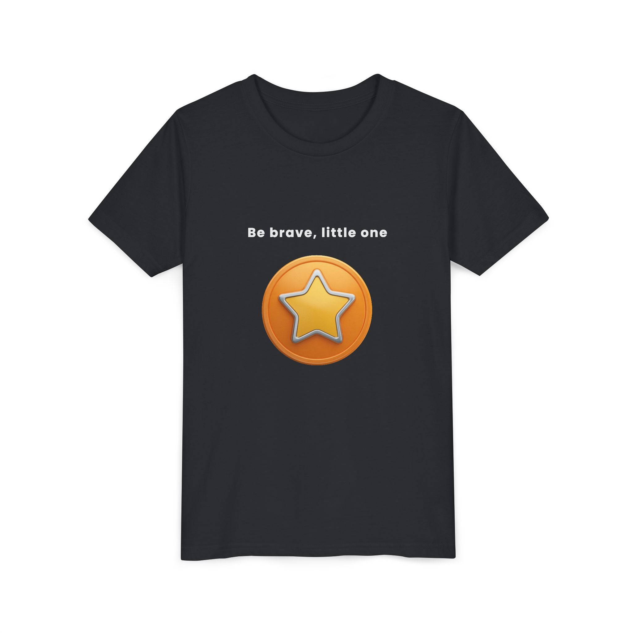 Be Brave Little One | Kids Motivational Graphic Golden Star Badge T-Shirt