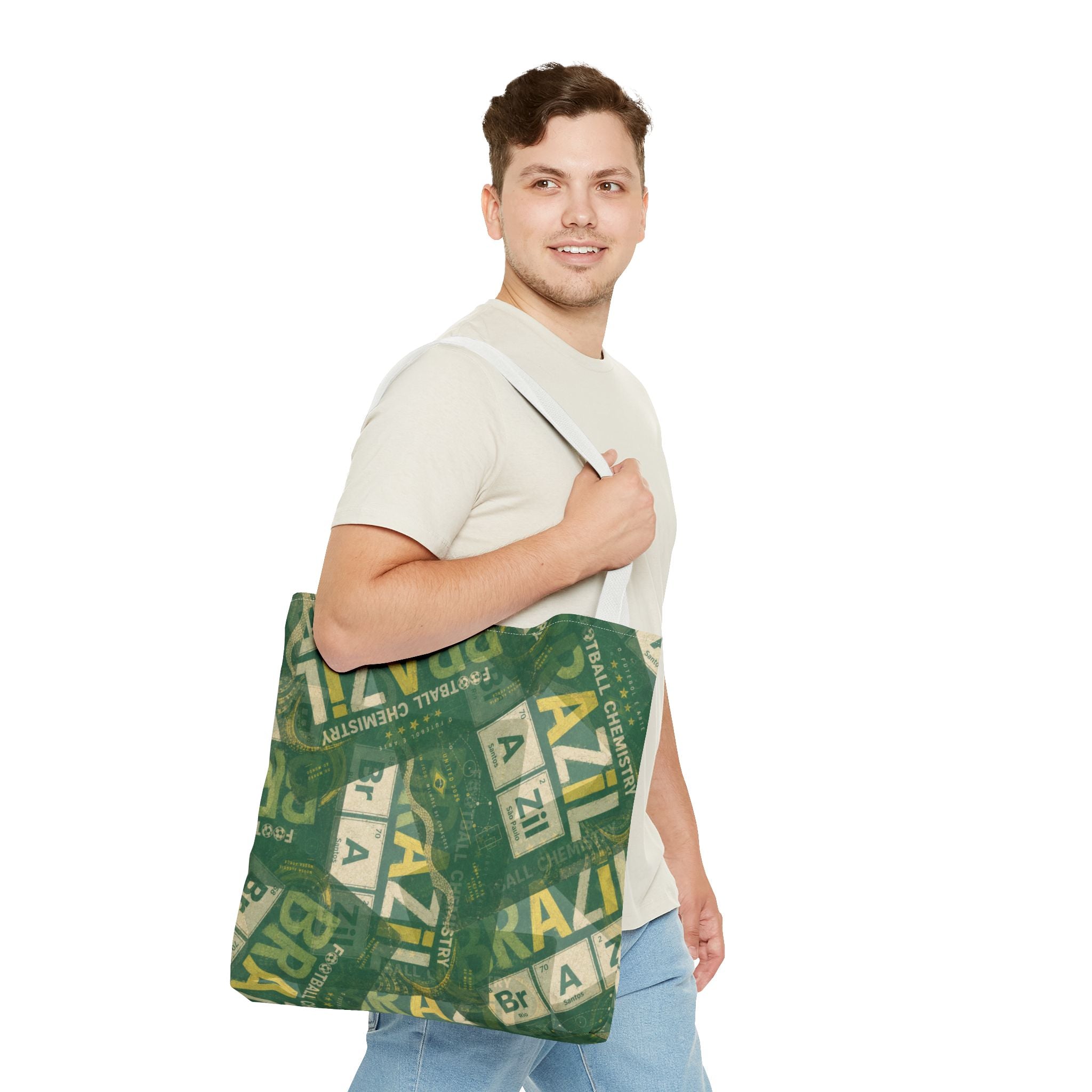 Brazil Football Tote Bag | Green, gold, and chemistry.