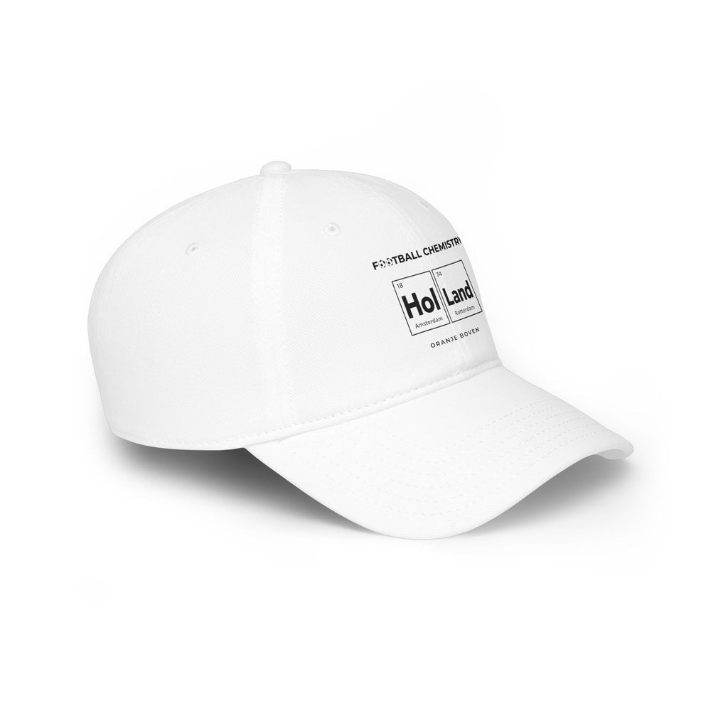White baseball cap with "Holland" in periodic table style and "Oranje Boven".