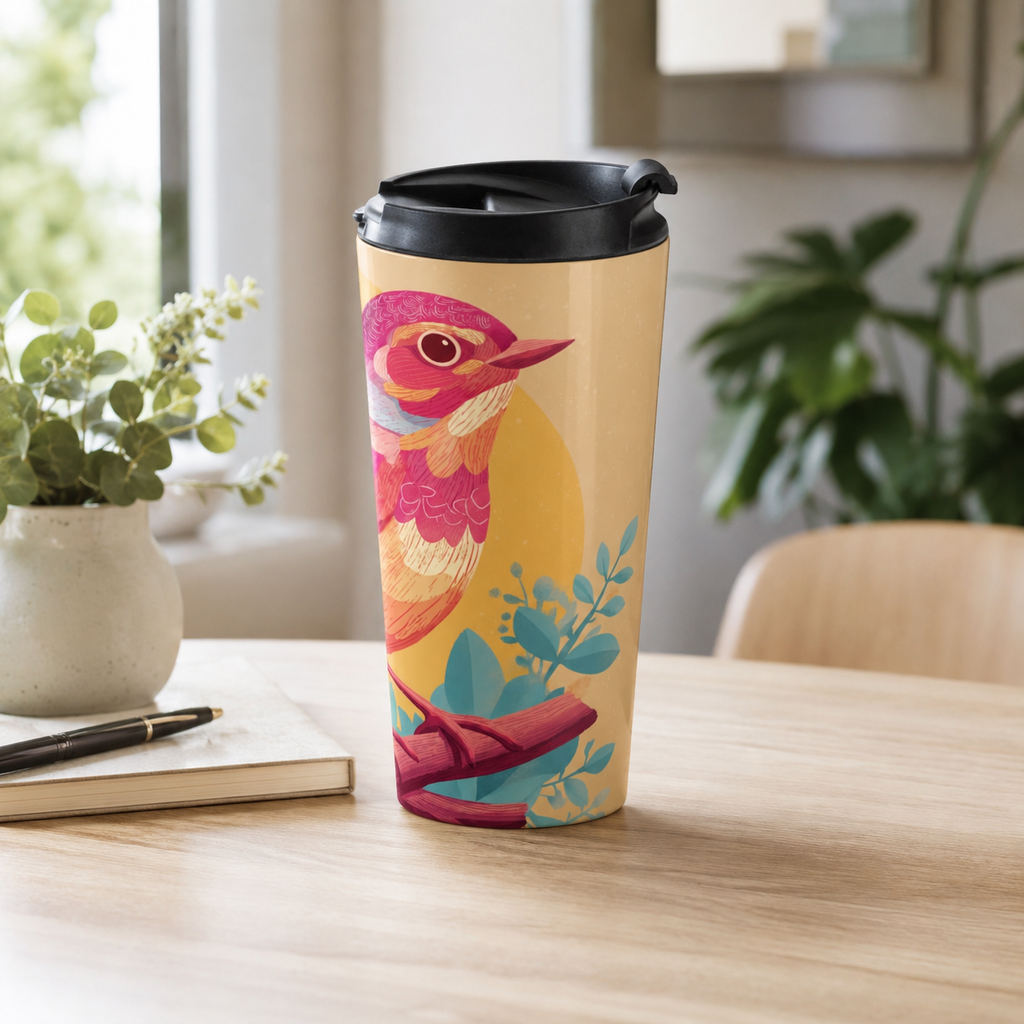 She Flies Forward Stainless Steel Travel Mug | Motivational Graphic Soft Ascent