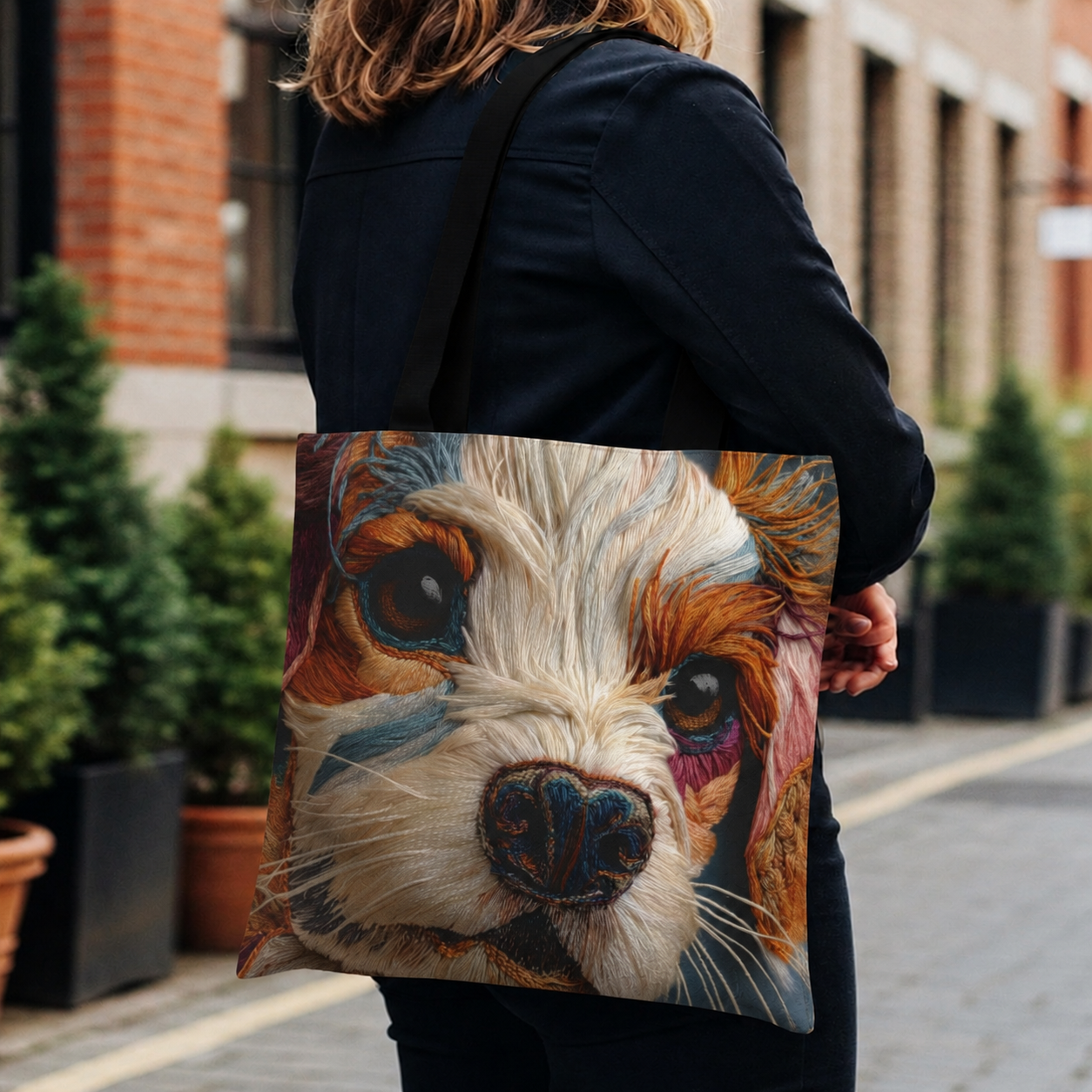 Caboodle dog Cotton Tote Bag | 3D Embroidery style