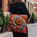 Zinnia Burst Cotton Tote Bag | 3D Embroidery style Botanical