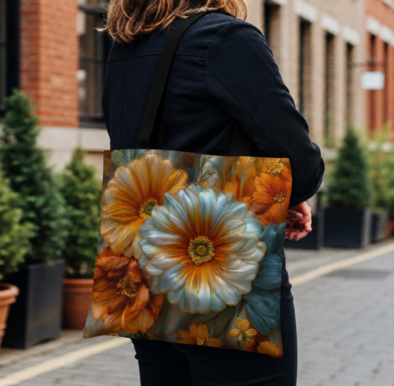 Thread Garden Cotton Tote Bag | 3D Embroidery style Botanical
