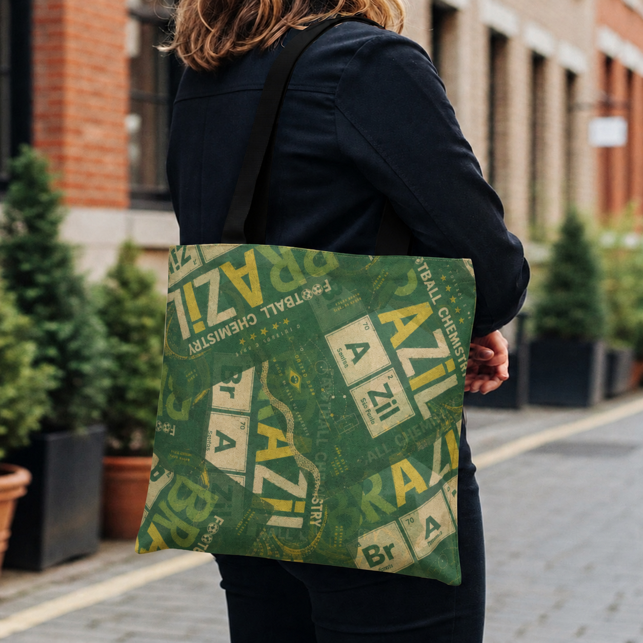 Brazil Football Tote Bag | Green, gold, and chemistry.