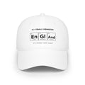 White baseball cap with "Football Chemistry" and periodic table elements.