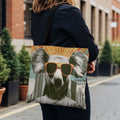 Tote bag with a koala wearing sunglasses and "DOWNTOWN KOALA" text.