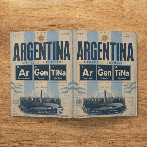 Argentina Football Chemistry book cover with player stats and city names.