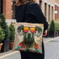 Tote bag with a koala wearing sunglasses and gold chain.