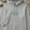 Gray Adidas hoodie and sweatpants with "FOOT LL CHE ISTRY" graphic.